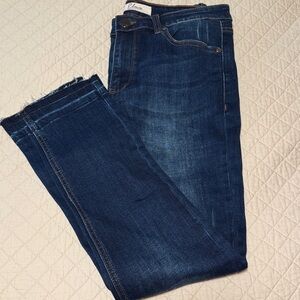 Elan Deep Blue Mid Rise Straight Leg Jeans